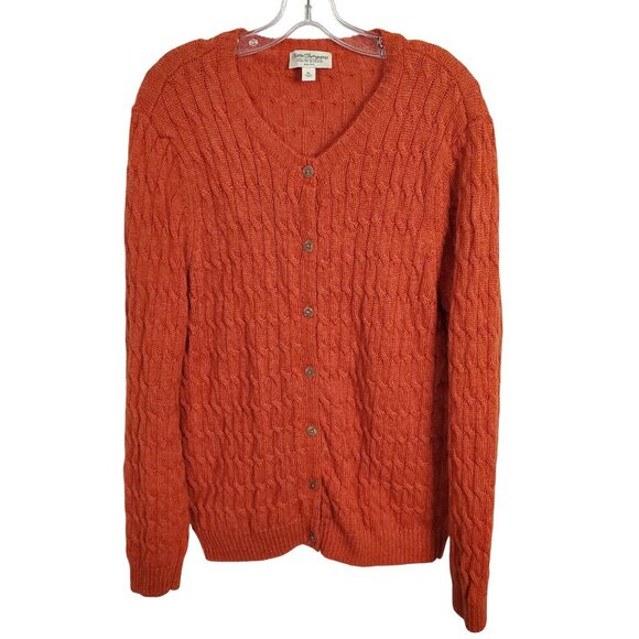 Norm Thompson Womens Size XL Cardigan Cable Knit Button Sweater Cozy Soft Orange - Picture 2 of 10